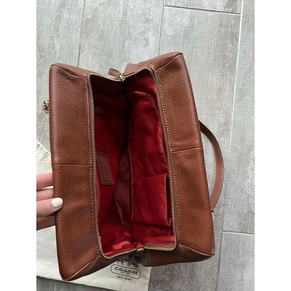 COACH Designer Madison Leather North South Satchel 25170 Chestnut Brown STUNNING